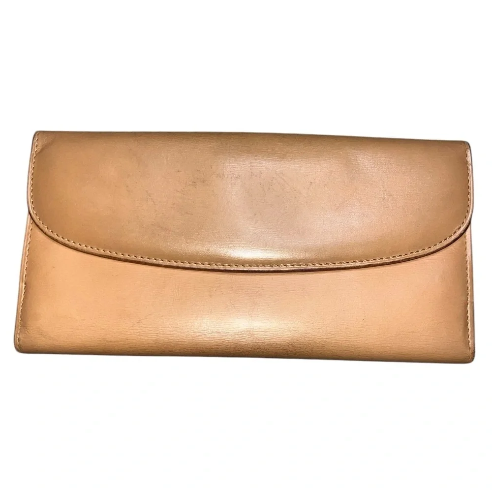 Gucci Vintage Horse Bit Long Wallet Tan Italian Leather Brass Hardware Neutral - Picture 9 of 16